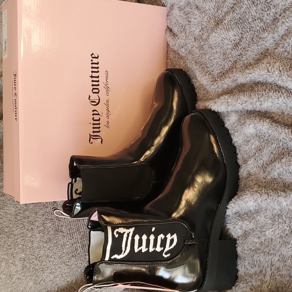 JUICY COUTURE One-Up Womens Heeled Chelsea Boots sz 8.5 Steam Punk Y2K